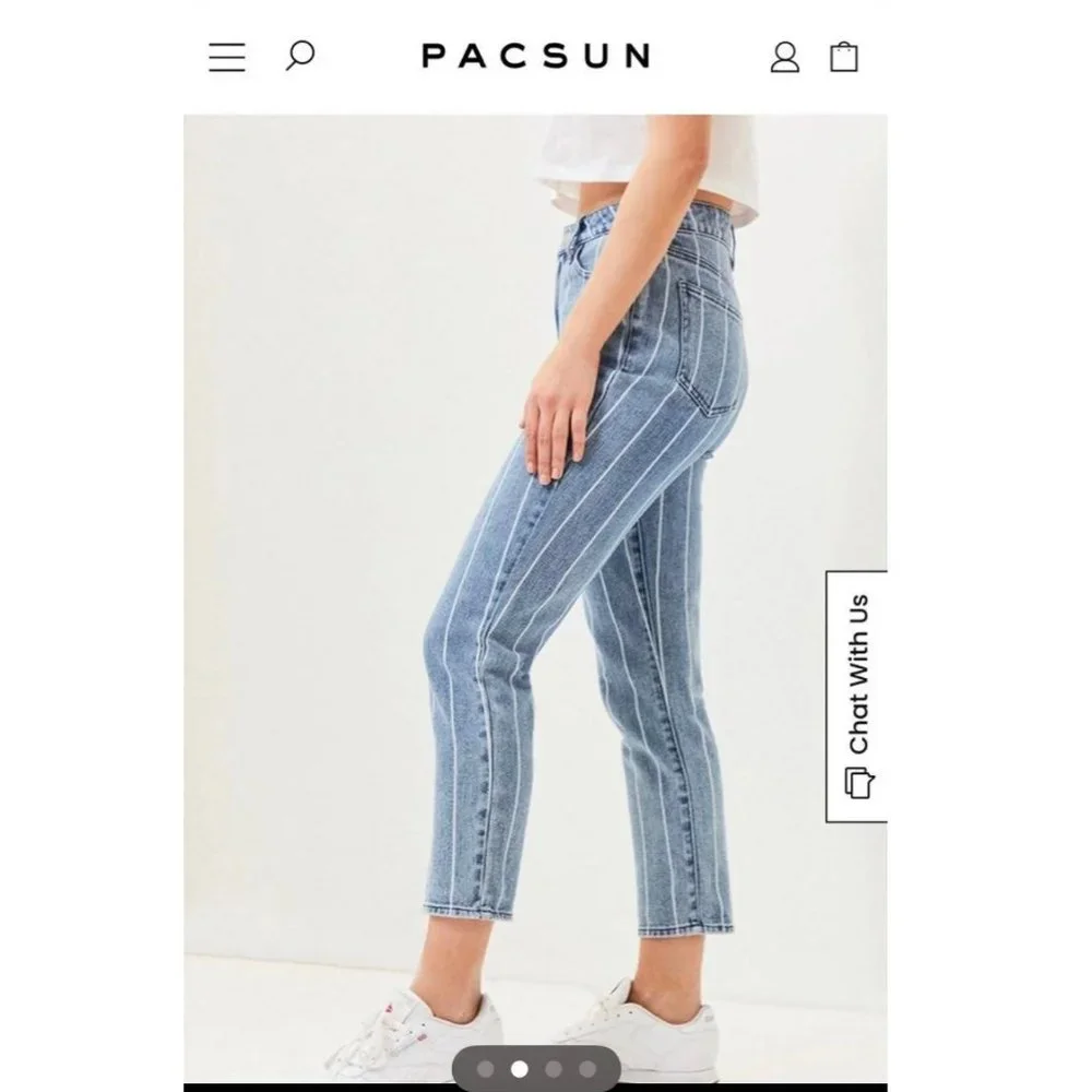 PacSun Mom jeans window pane striped cropped 23 straight - Picture 2 of 12